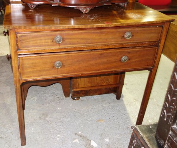 A 19th century mahogany bowfront two drawer side table.  J4