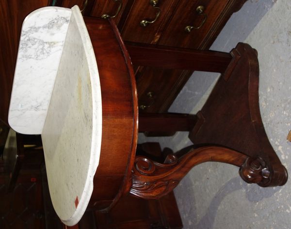 A 19th century mahogany marble top washstand, 61cm wide.   J3