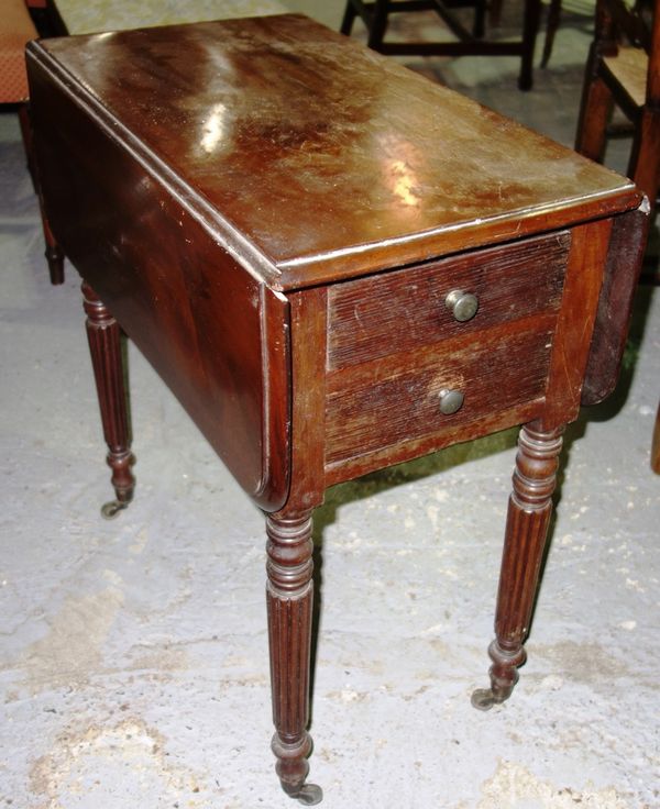A 19th century mahogany drop flap side table, 67cm x 36cm.   G7