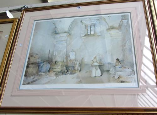 An Edwardian mahogany inlaid arch top display cabinet. DIS