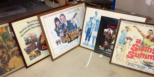 A group of six mid-20th century posters, some under glass. SH4