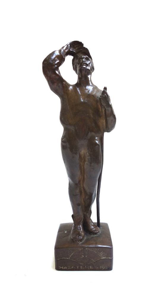 A Ditroi Siklody, Hungarian, propaganda, patinated bronze figure 'Hazateres', 1938, signed and titled on a square base, 39.5cm high.