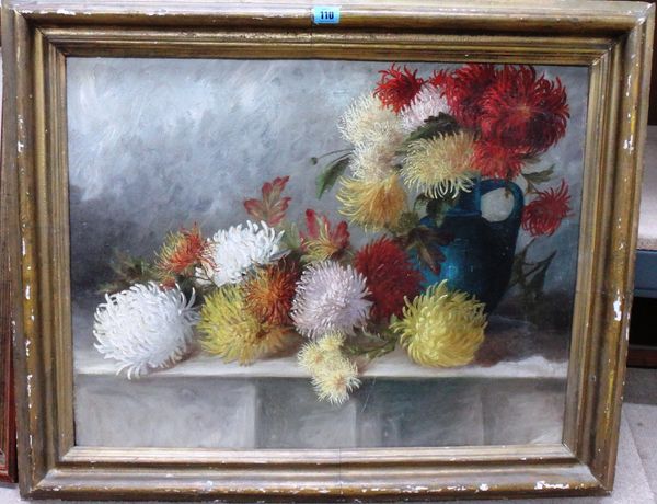 English School (late 19th century), Sill life of chrysanthemums, oil on canvas.