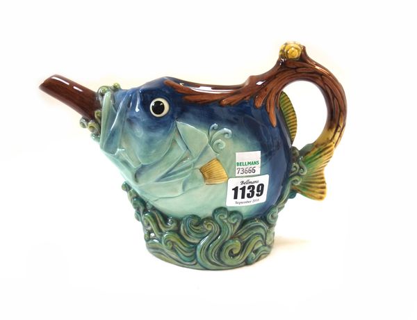 Six Minton teapots from the Archive Collection, comprising; Fish, Tortoise, Chinaman, two Cockerel and Monkey, all boxed, and one further, Cat and Mou