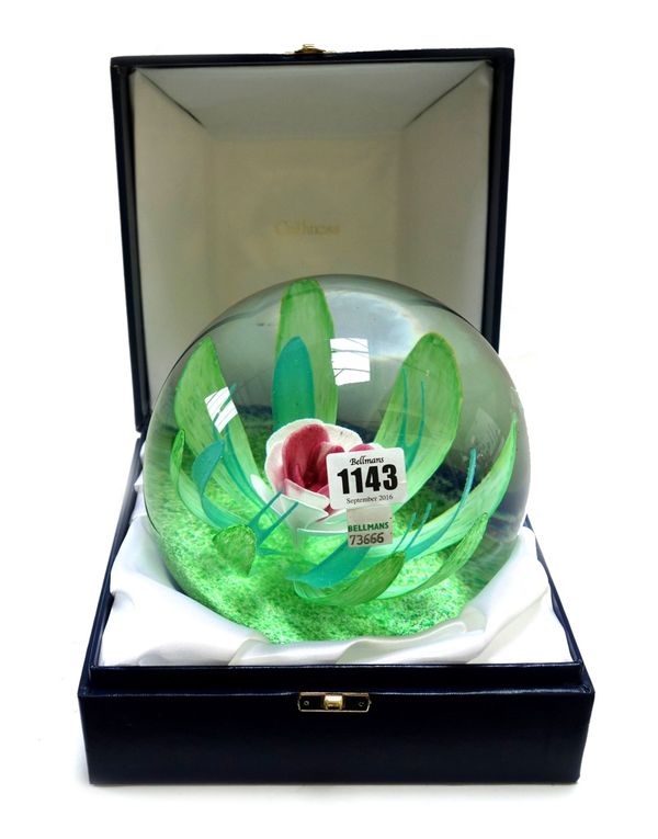A large Caithness glass paperweight; 'Magnum Opus', circa 1988, limited edition 14/100, 17cm high, boxed.