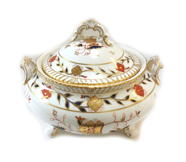 A Royal Crown Derby Imari part dinner service decorated in the 'Asian Rose' pattern, comprising; a pair of circular two- handled tureens and covers, a
