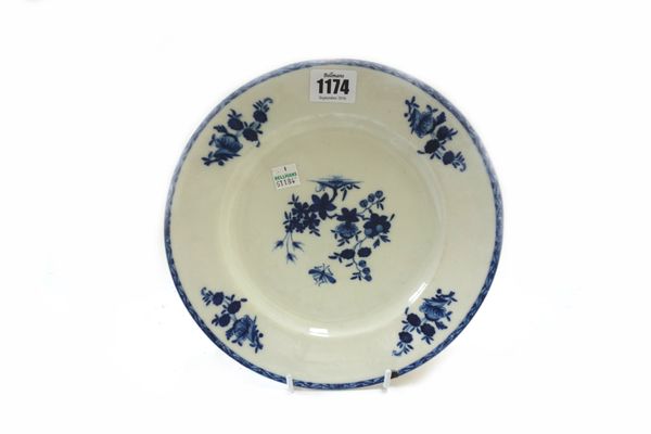 A harlequin set of 6 Tournai, blue and white porcelain and earthenware plates, circa 1770, painted  with a central vignette of chinoiserie  flowering