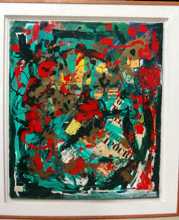 C. Cappulo (20th century), Abstract, oil and collage on canvas, signed.