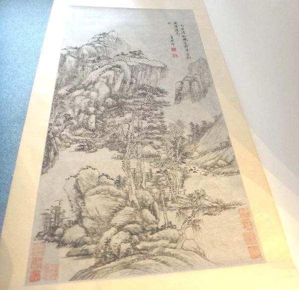 Chinese school, after Wang Yuanqi ( 1642-1715), a scroll painting, mountainous landscape, ink on paper, 87cm. by 47cm.