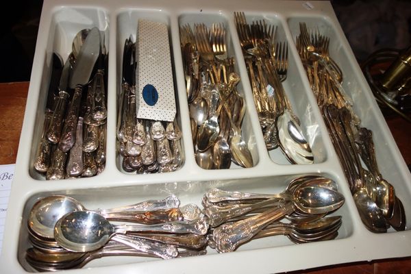 A large quantity of silver plate flatware, (qty).