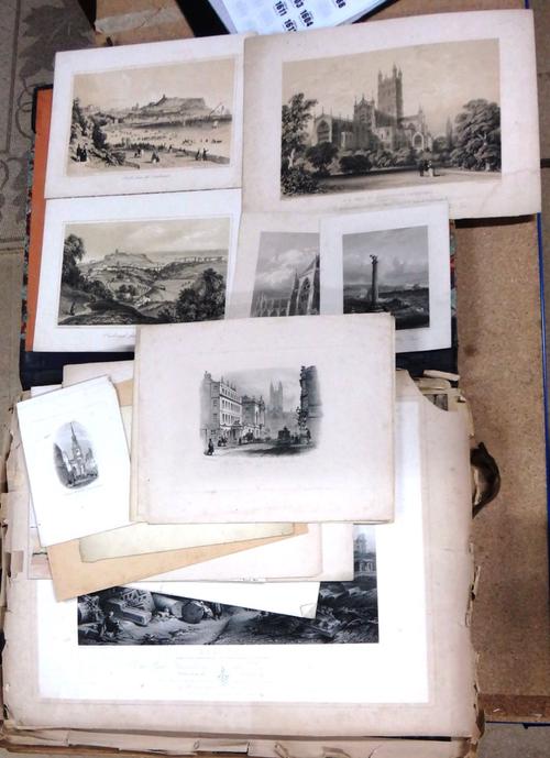 A folio containing assorted prints, lithographs and engravings.(folio)