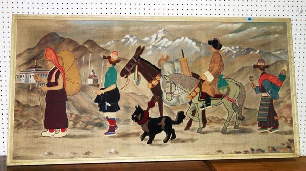 A 20th century woolwork picture depicting figures.