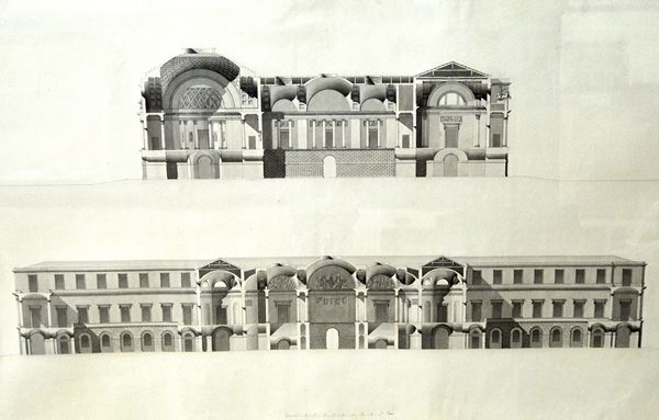 Attributed to Lorenzo Santi (1837-1870), Designs for a palace, a pair, pen, ink and grey wash, each 50cm x 75cm. (2) Illustrated