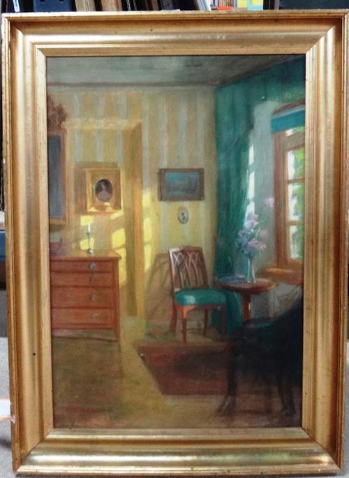 Danish School (early 20th century), Interior, pastel, 64cm x 43cm.
