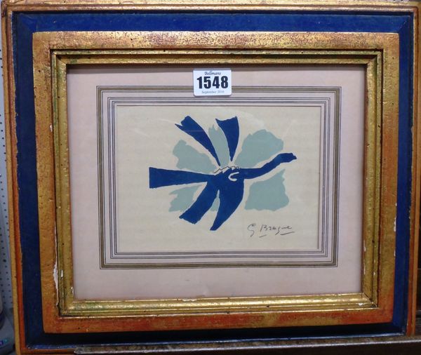 Georges Braque (1882-1963), L'Oiseau Blau, colour lithograph, signed in the plate. 12cm x 17cm.  DDS