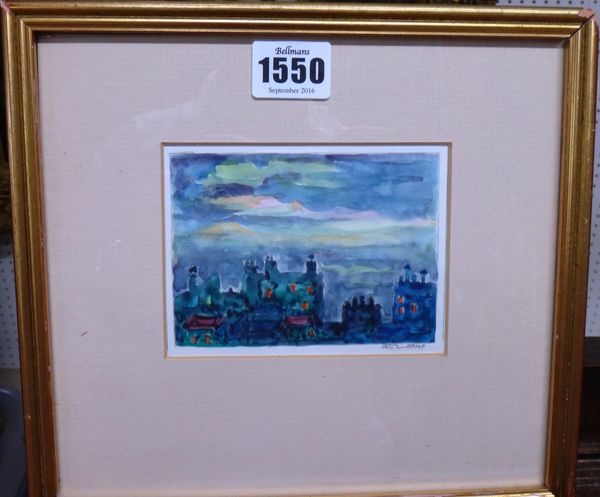 Fernand Larue (1916-1999), Town scene; Wooded scene, harbour scenes, still lives, eight watercolours, framed as five, all signed, each approx.8cm x 11