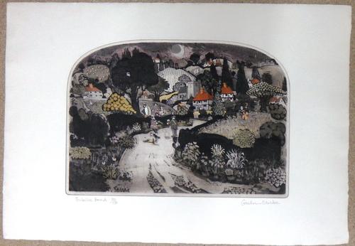 Graham Clarke (b.1941), Jubilee Band, colour etching with aquatint, signed, inscribed and numbered 80/150, unframed, 28.5cm x 41cm. DDS