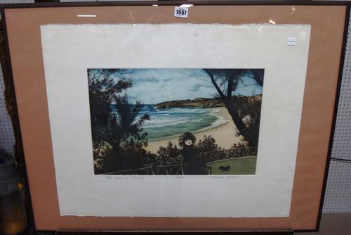 Frank Martin (1921-2005), Pola Negri at Biarritz; Honeymoon Hotel; The Sands of Malibu, three colour etchings, all signed, inscribed and numbered in p