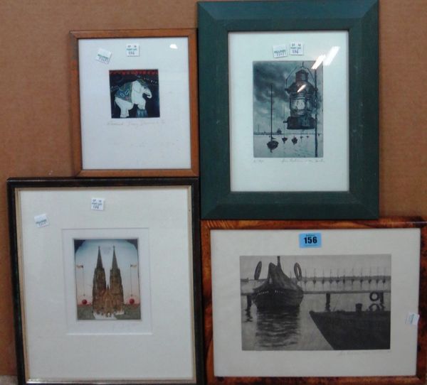 A group of four 20th century prints and etchings.(4)