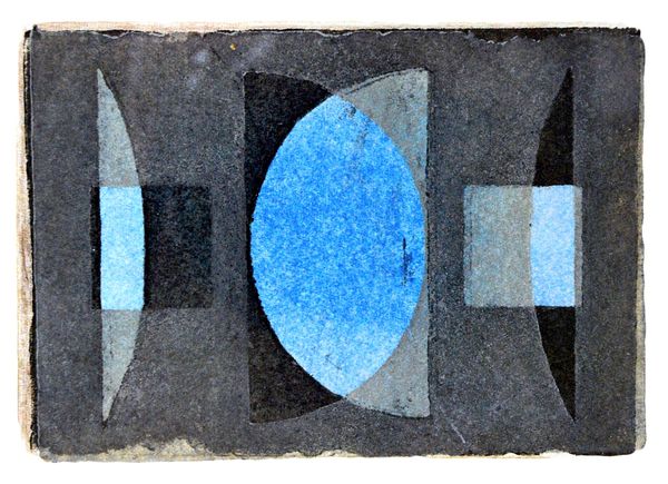 John Wells (1907-2000), Abstract, colour linocut, 10cm x 14cm. DDS Illustrated