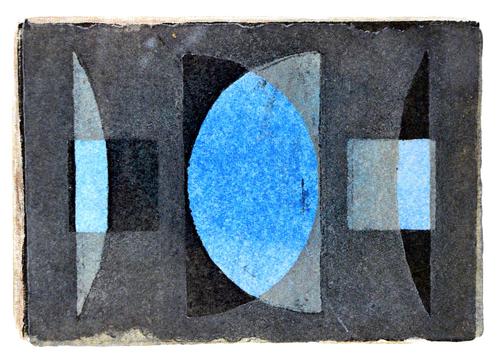 John Wells (1907-2000), Abstract, colour linocut, 10cm x 14cm. DDS Illustrated