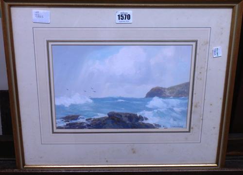 Frederick John Widgery (1861-1942), Coastal scene, gouache, signed, 18cm x 27cm.