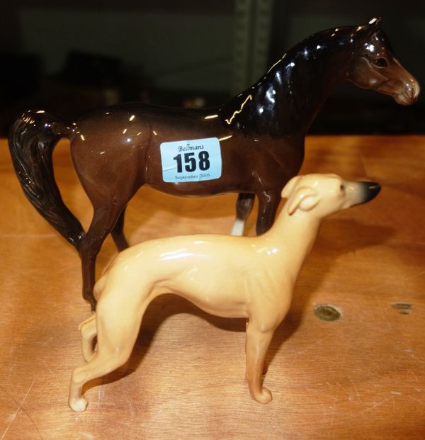 A Beswick model of a horse and another of a greyhound, (2).