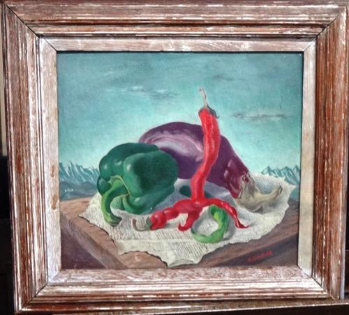 Sir John Amhert Selby Bigge (1892-1973), Kitchen still life, oil on board, signed, inscribed on label on reverse, 23cm x 25cm. DDS