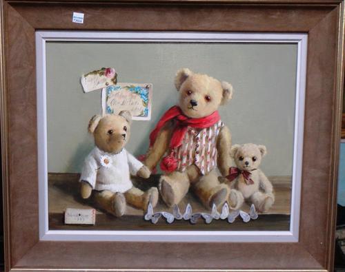 Deborah Jones (1921-2012), Tinker with friends, oil on canvas, signed and dated 1985, 34cm x 44cm. DDS