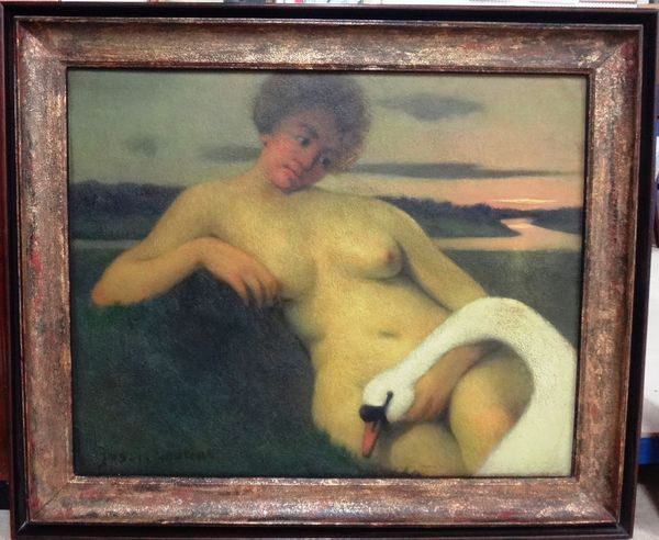 Joseph Neutens (1874-1965), Leda and the swan, oil on canvas, signed, 79cm x 99cm. DDS