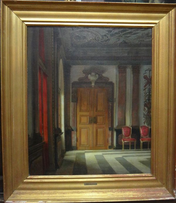Karl Jensen (1851-1933), Interior, oil on canvas, signed with initials and dated '09, 46cm x 38cm.