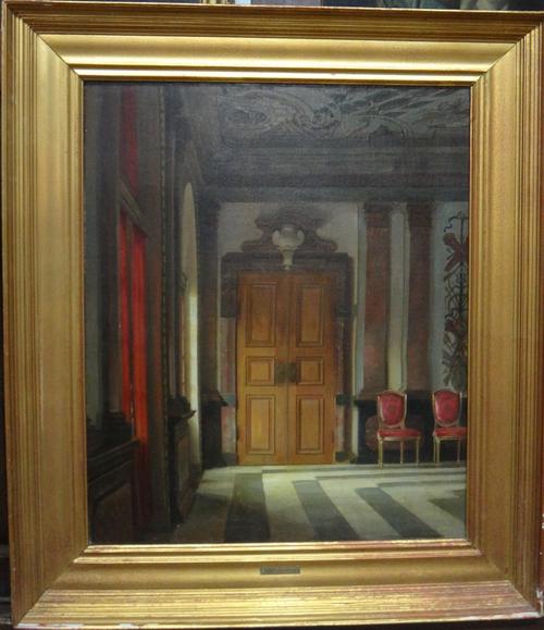 Karl Jensen (1851-1933), Interior, oil on canvas, signed with initials and dated '09, 46cm x 38cm.