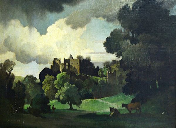 Bertram Nicholls (1883-1974), Dunster Castle, Somerset, oil on canvas, signed and dated 1942, 54cm x 75cm. DDS Illustrated