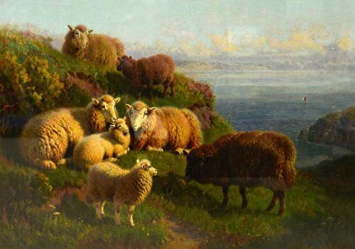 William R. C. Watson (1866-1921), On the cliffs of Mounts Bay, Cornwall, oil on canvas, signed and dated '02, 34cm x 44cm. Illustrated