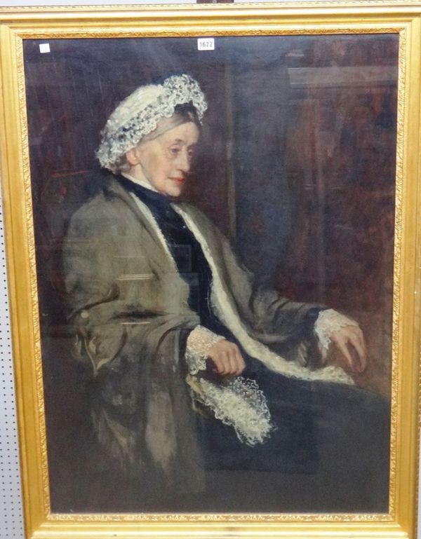 English School (late 19th century), Portrait of an elderly woman, oil on canvas, 105cm x 75cm.