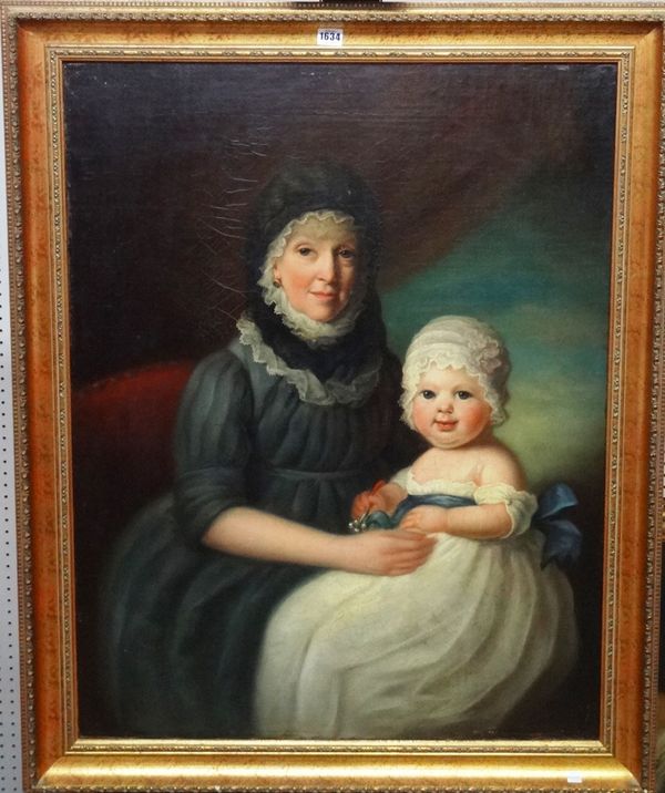 English School (19th century), Portrait of a mother and child, oil on canvas, 91cm x 70cm.