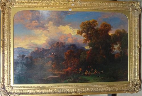 Continental School (19th century), Castelli in Roma, oil on canvas, indistinctly signed and inscribed,  99cm x 161cm.