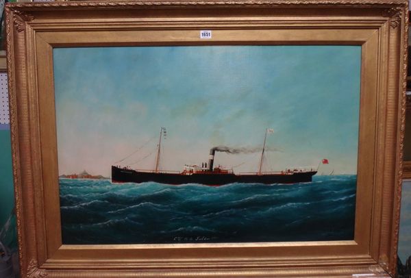 ** Adams (early 20th centuiry), The S.S. Collingwood, captain W. A. Fieldes, oil on canvas, signed, inscribed and dated 1901, 59cm x 90cm.