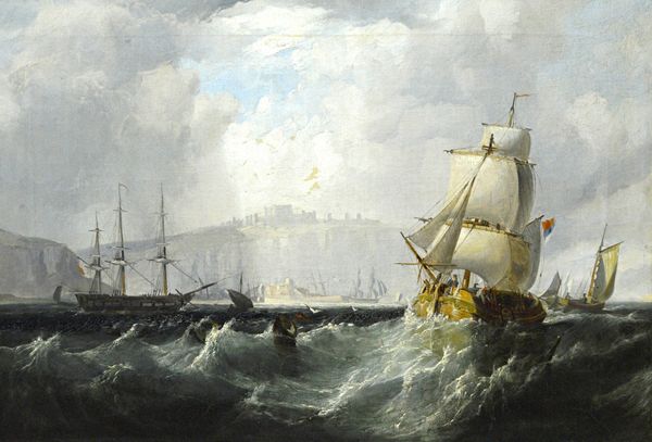 Attributed to George Chambers (1803-1840), Off Dover Castle, oil on canvas, 46cm x 67cm. Illustrated