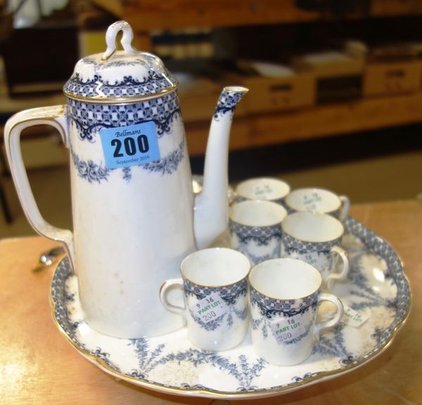 A Royal Worcester blue and white part coffee set, (qty).