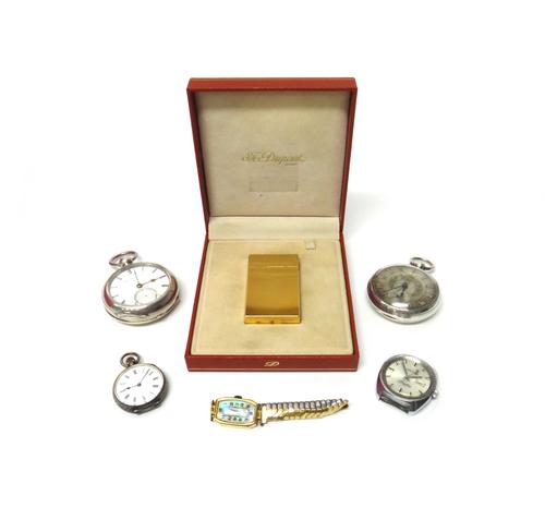 A lady's Omega silver cased, keyless wind, openfaced fob watch, the inner and outer case detailed Omega 0.935, a gentleman's silver cased, key wind, o