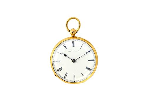 An 18ct gold cased, key wind, openfaced fob watch, the gilt fusee movement with a lever escapement, detailed Chas Frodsham, 84 Strand, London 04862, t