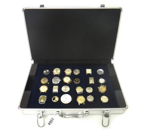 Seventeen silver pocket and fob watch cases, four gilt metal cased, keyless wind open faced pocket and fob watches, comprising one Marvin and three Wa