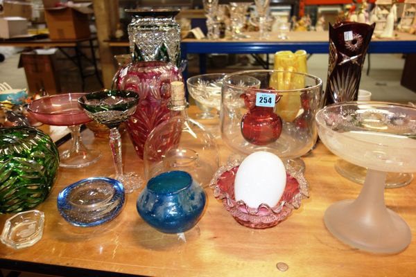 A quantity of assorted Victorian and later cut and coloured glass including vases bowls and sundry, (qty).