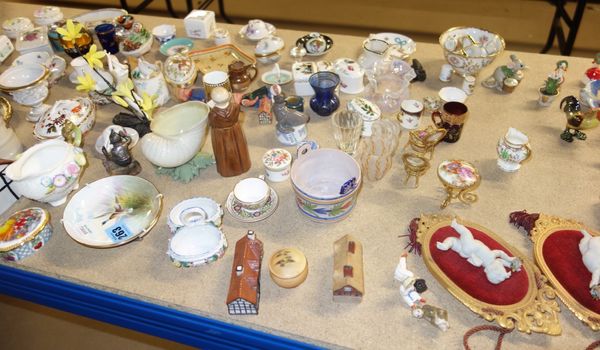 A large quantity mainly miniature decorative ceramic items including Goss houses, Staffordshire, Worcester, Coalport, Spode and sundry, (qty).