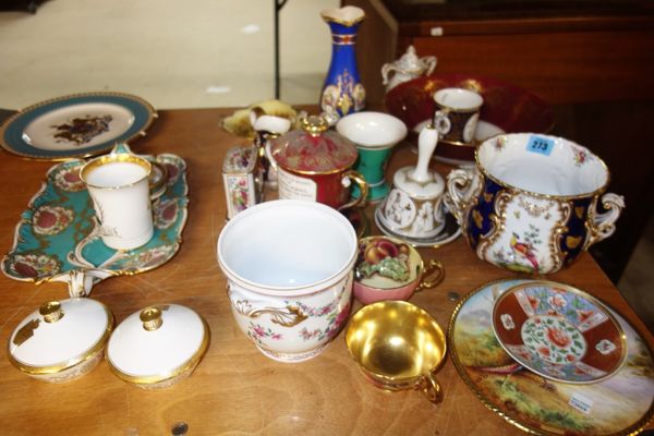 A quantity of gilt decorated ceramics including cups, vases, bowls etc, Spode, Worcester, Minton and sundry, (qty).