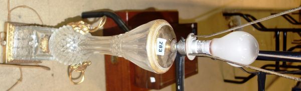 A gilt metal and glass table lamp.