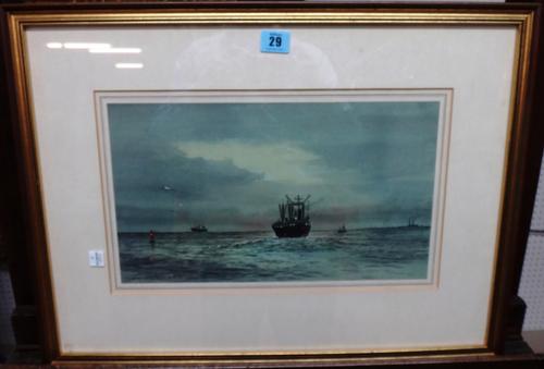 D. Addey (20th century), Nocturne on the Seine, watercolour, signed and inscribed.