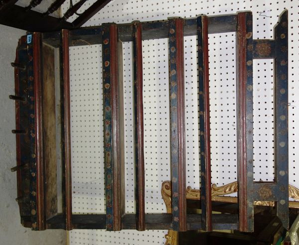 A 19th century painted four tier plate rack, possible Scandinavian, 77cm wide.