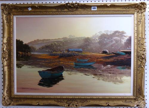 A 20th century table top brass angle poise reading lamp.